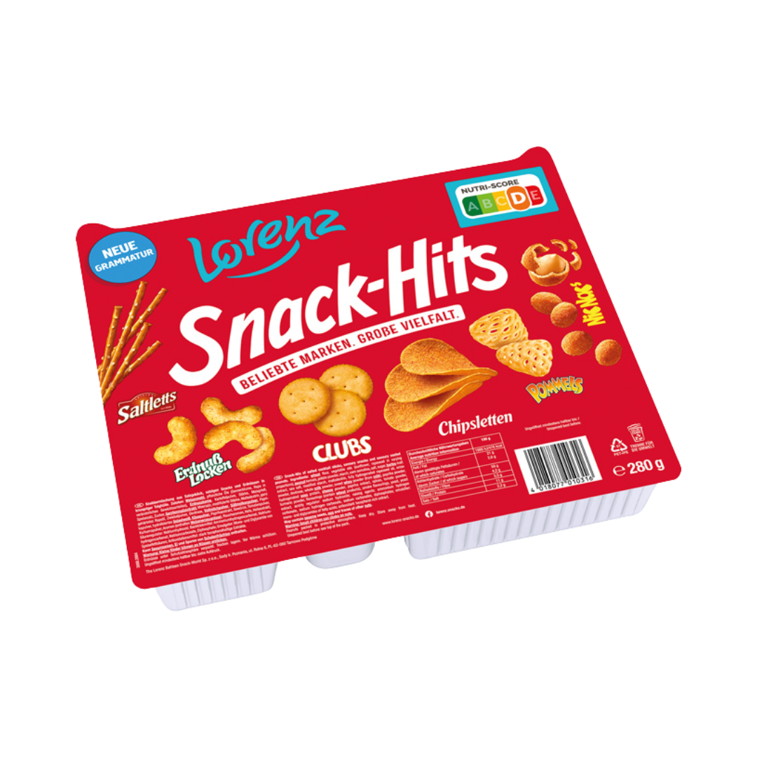 Lorenz Snack­Hits (Saltletts, Chipsletten, NicNac's, Pommels, ErdnußLocken, Clubs), 280g